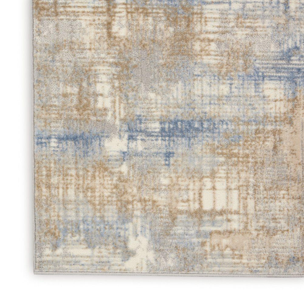 10' Beige Abstract Power Loom Runner Rug