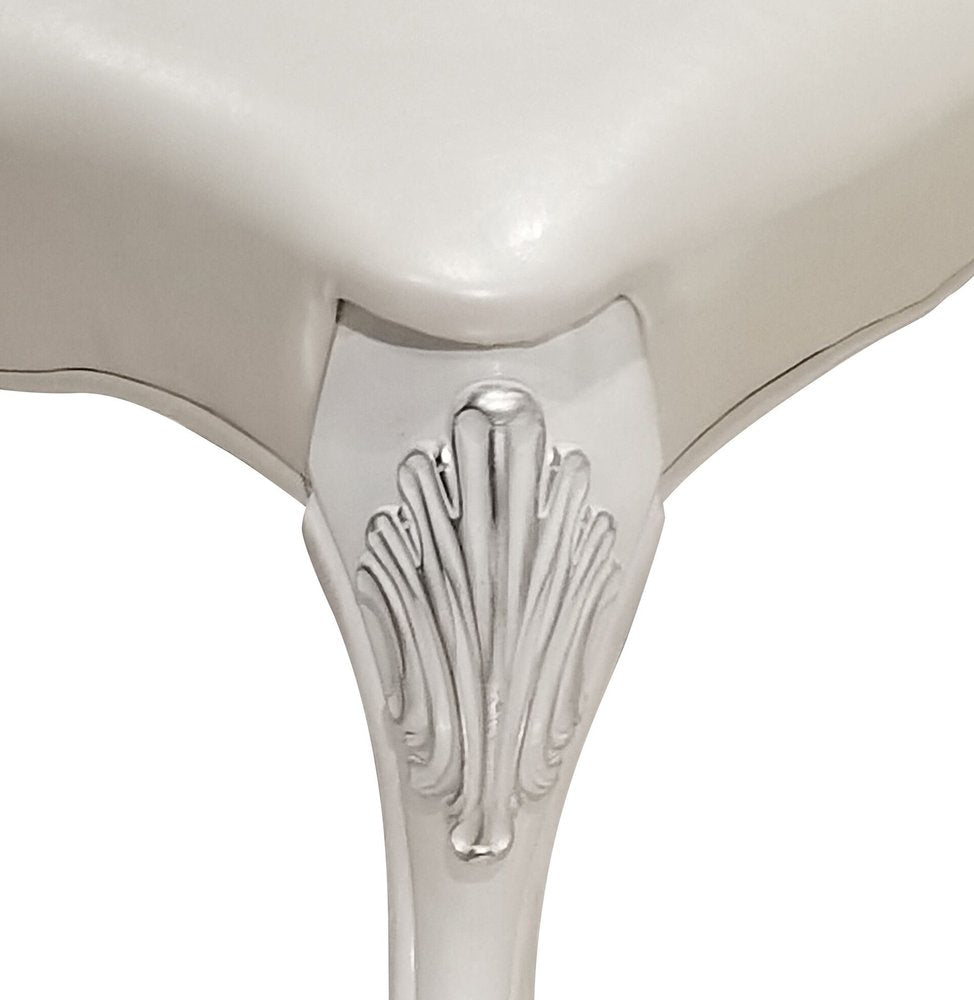 Set of Two White Tufted Fabric Dining Side Chairs
