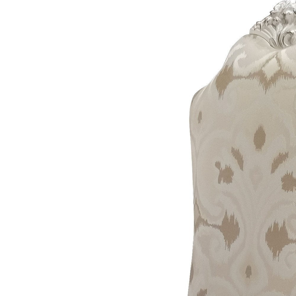 Set of Two White Tufted Fabric Dining Side Chairs