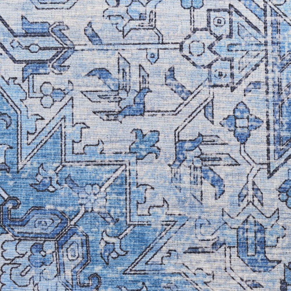 10' Blue Floral Distressed Runner Rug