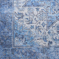 10' Blue Floral Distressed Runner Rug