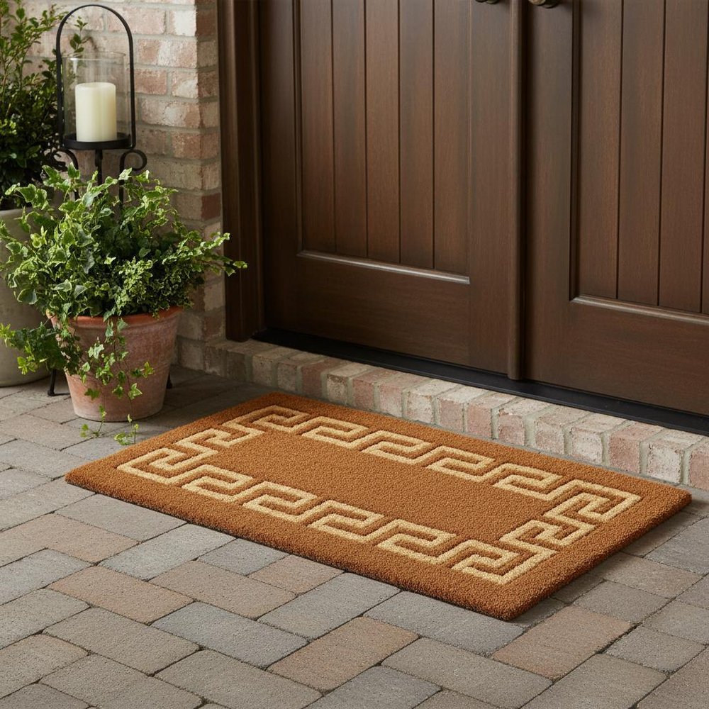 36" X 60" Brown Coir Greek Key Outdoor Door Mat