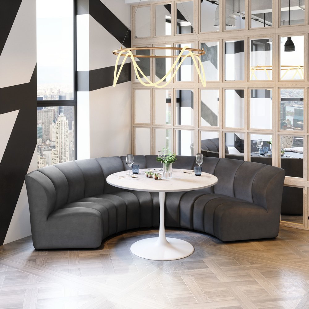 42" Black Velvet Modular Sofa
