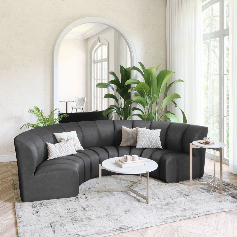 42" Black Velvet Modular Sofa