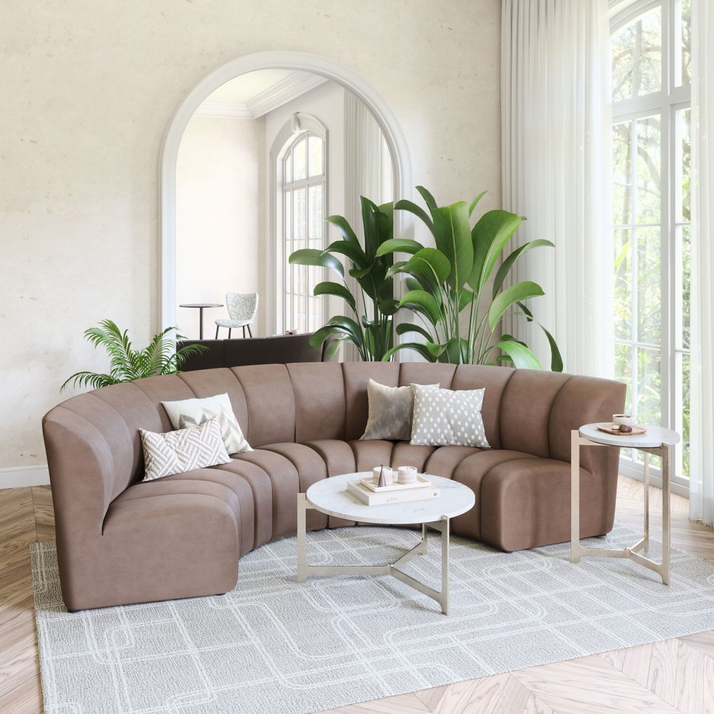 42" Beige Velvet Modular Sofa