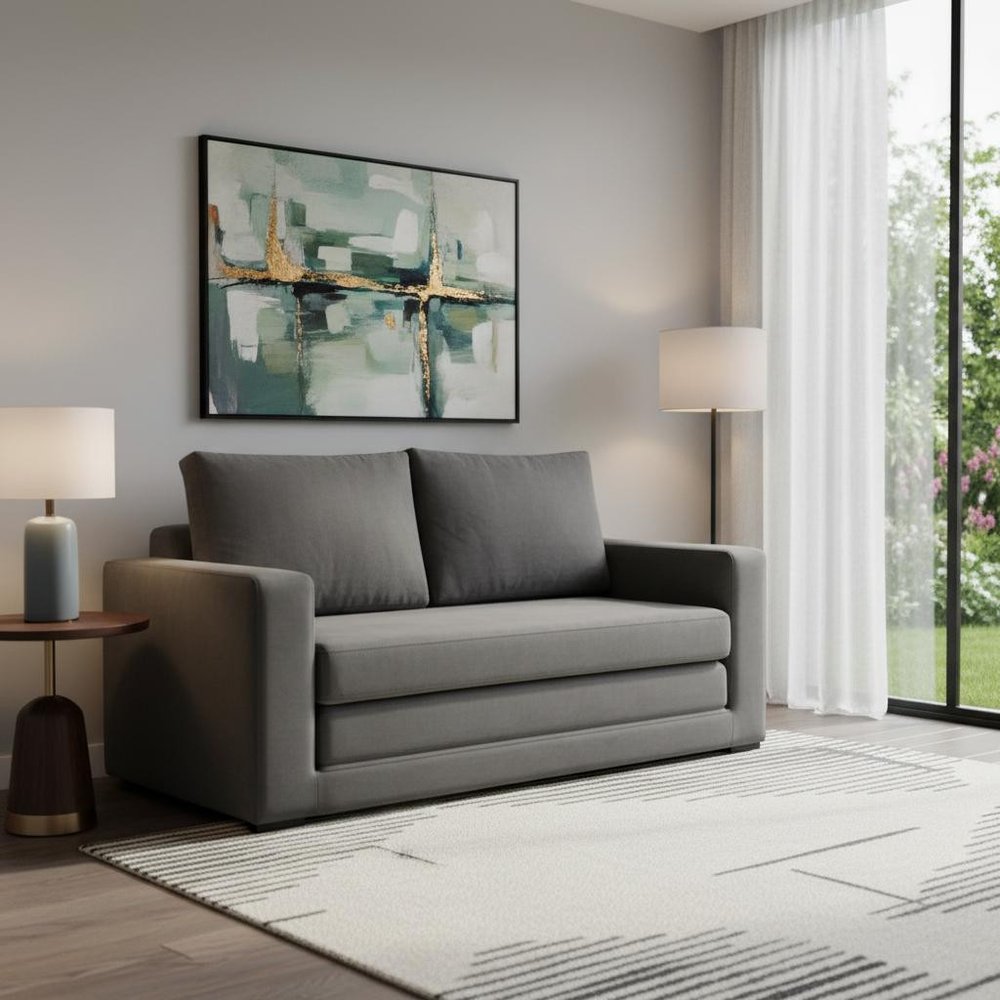 63" Gray Fabric Sleeper Sofa