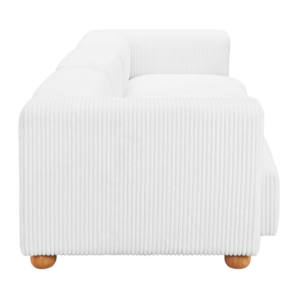 150" White Fabric Sofa