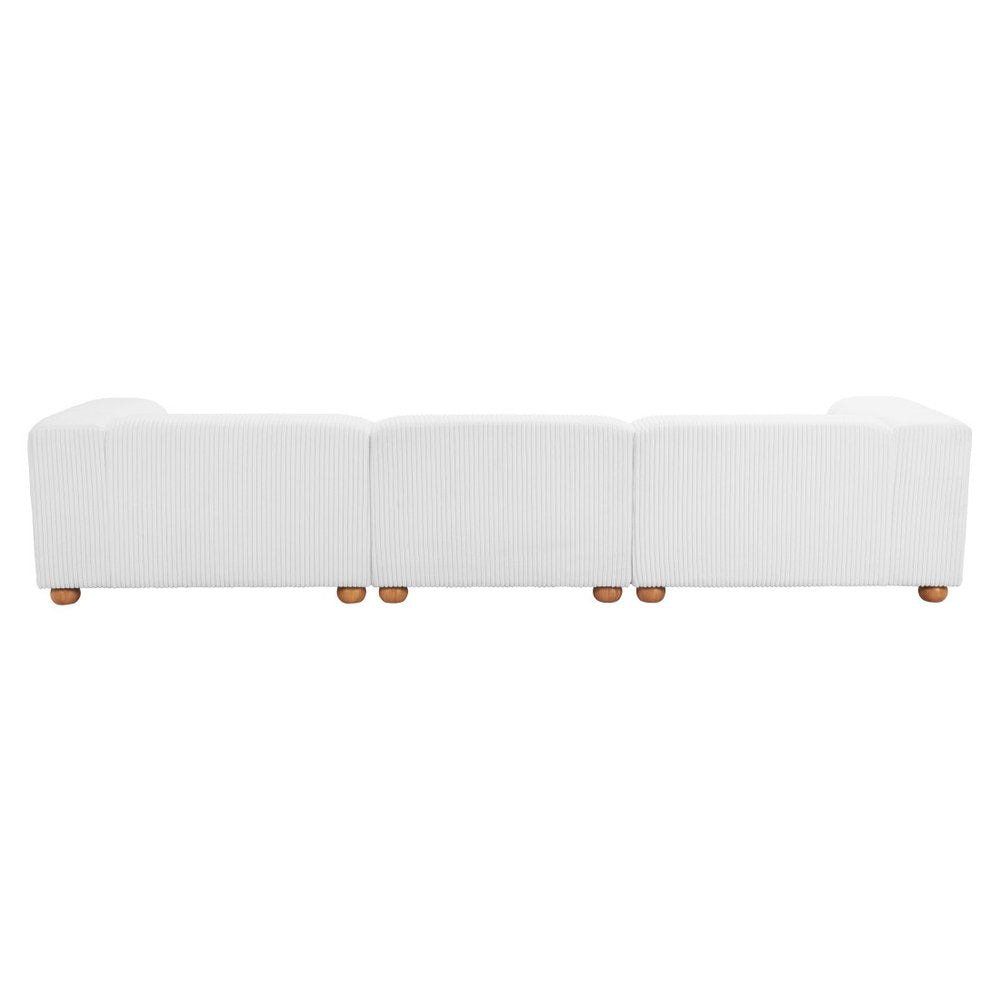 150" White Fabric Sofa