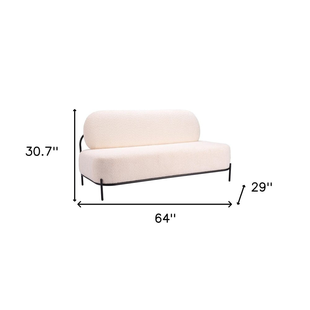 64" Vanilla Fabric Sofa