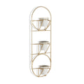 Gold And White Metal 10 Ounce Oval Wall Planter