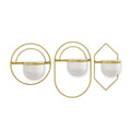 Set of Three Gold And White Metal 10 Ounce Wall Planters