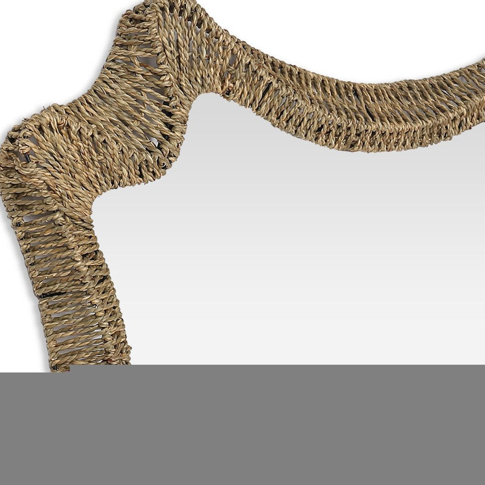 38" Brown Abstract Floating Rope Framed Accent Mirror