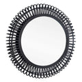 31" Black Bamboo Pierced Round Accent Mirror