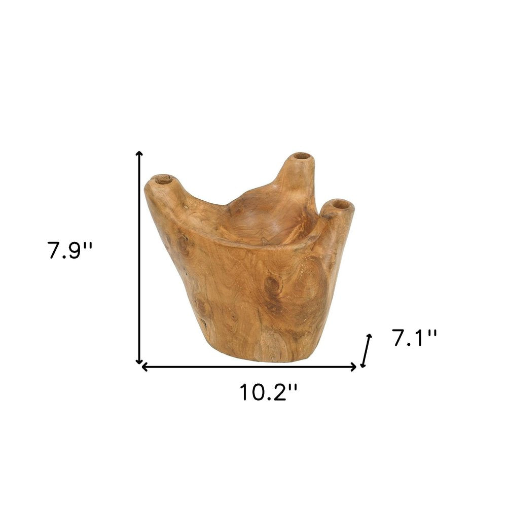 8" Natural Round Solid Wood Table Vase