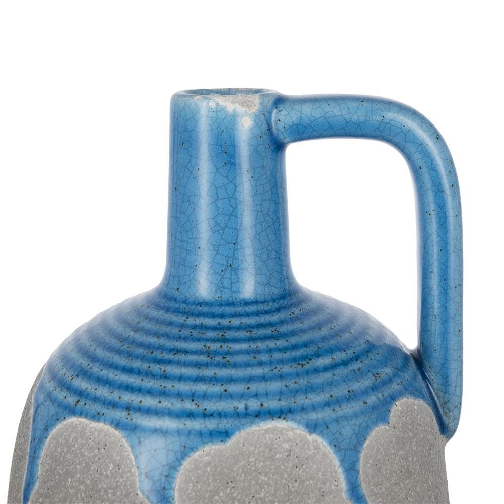 7" Blue And Gray Ceramic Urn Jug Vase