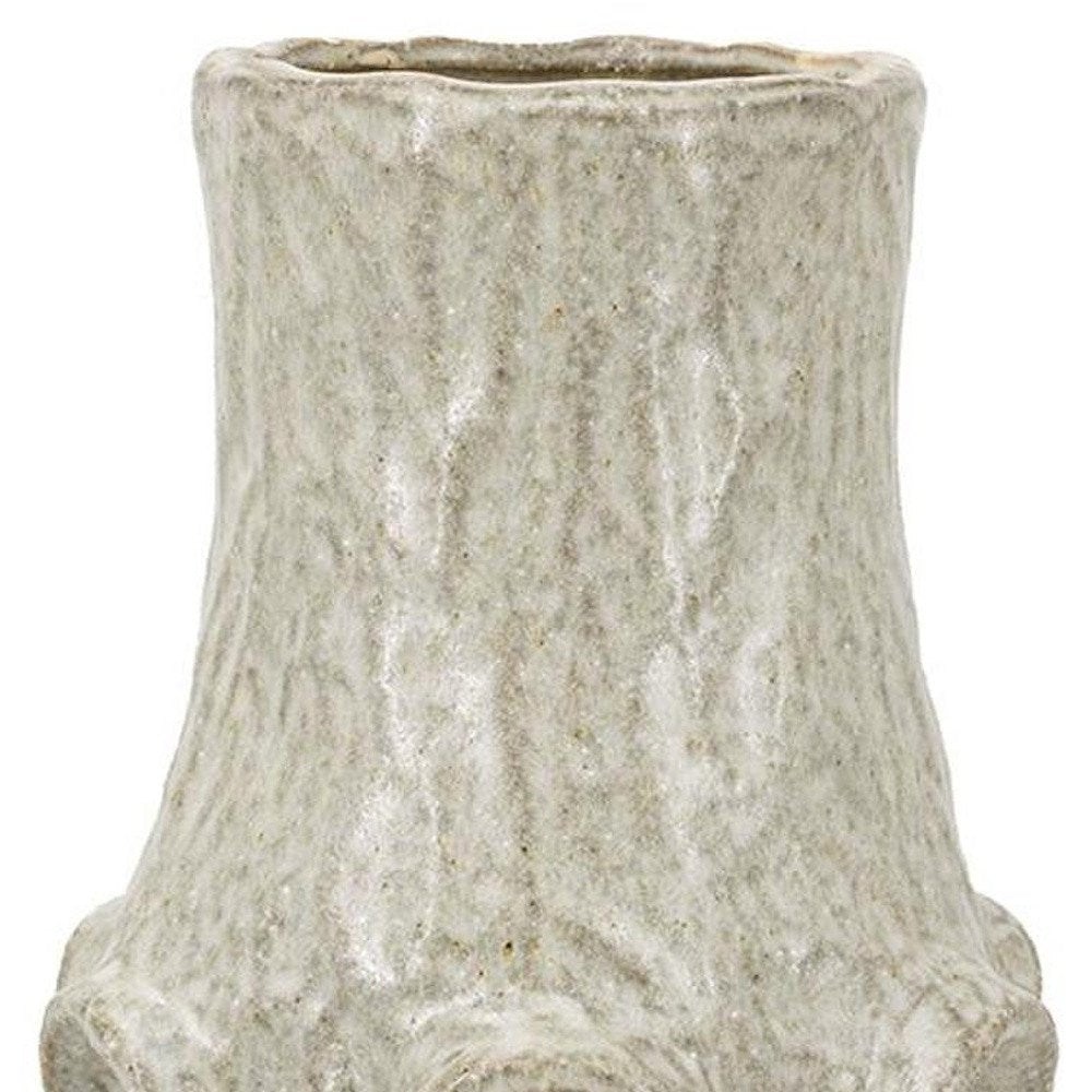 12" Sage And Gray Round Ceramic Table Vase