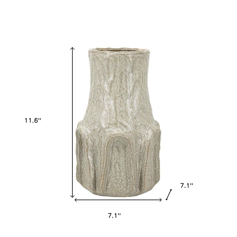 12" Sage And Gray Round Ceramic Table Vase