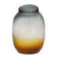 11" Charcoal And Orange Ombre Round Glass Table Vase