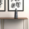 14" Blue And Gold Abstract Bud Glass Table Vase