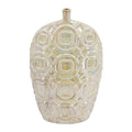 20" Cream Geometric Ceramic Bud Table Vase