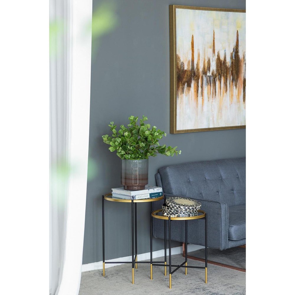 9" Gray And Brown Ombre Glass Round Table Vase