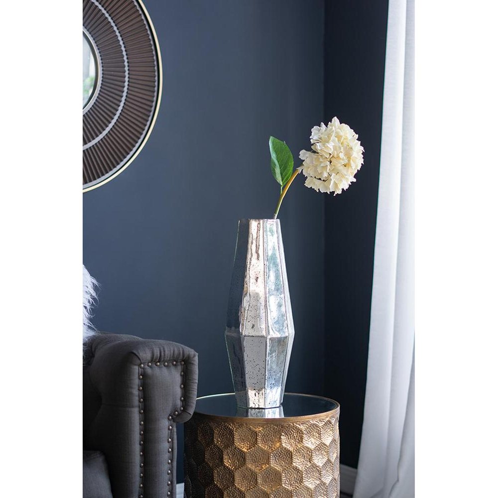 20" Antiqued Silver Glass Cylinder Table Vase