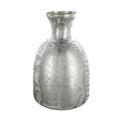 18" Antiqued Silver Floral Glass Table Vase