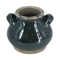 7" Dark Green And Sand Terracotta Round Jug Vase