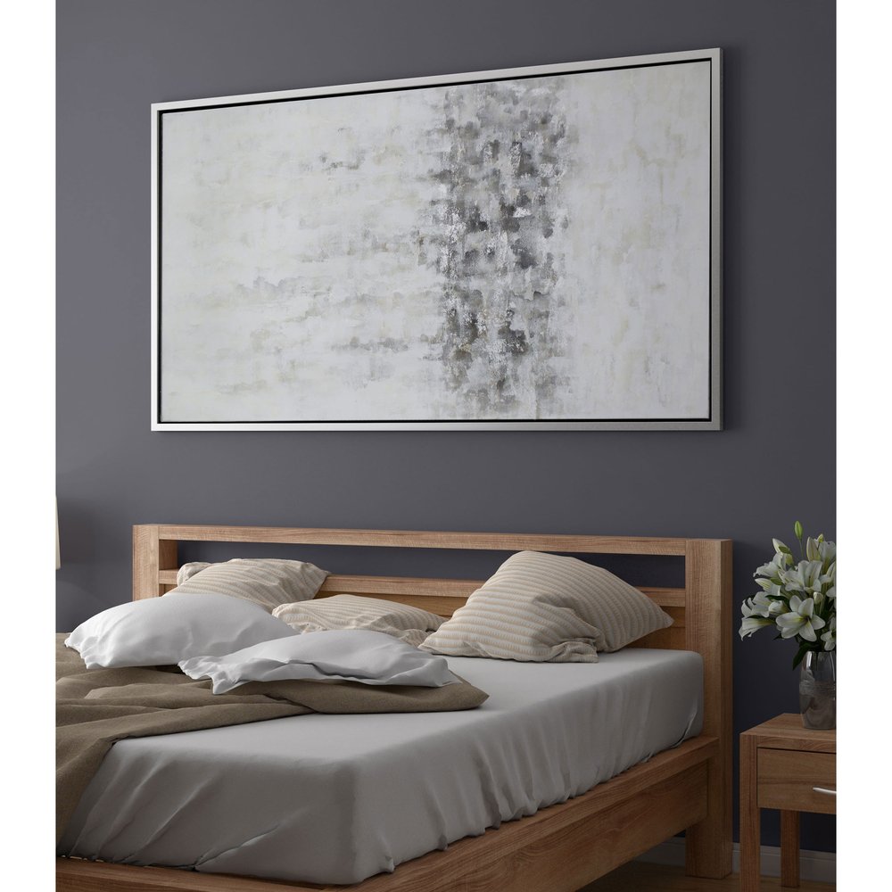 Winter Storm Hand Painted Silver Floater Frame Wall Art