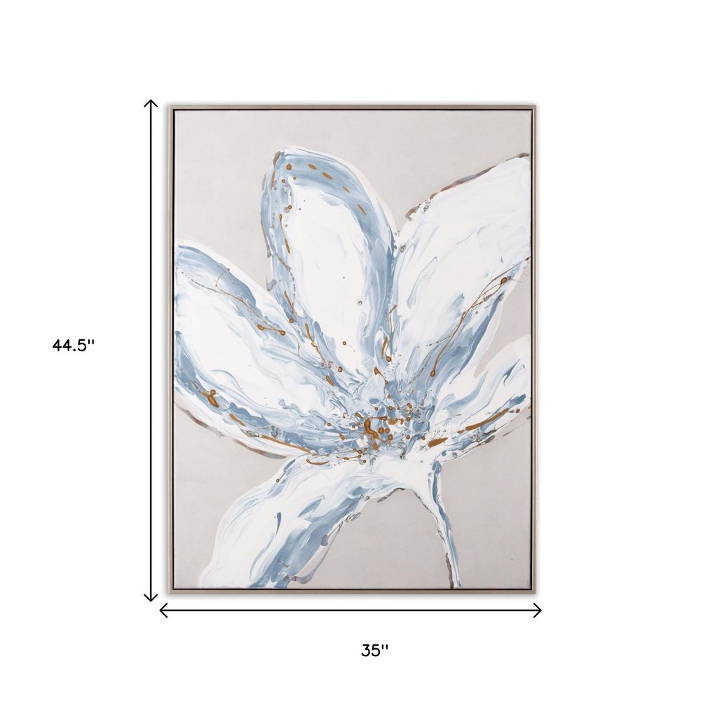 Whispers of a Lily Hand Painted Silver Floater Frame Wall Art