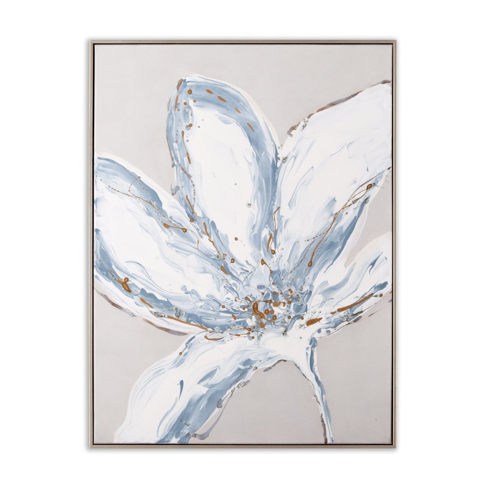 Whispers of a Lily Hand Painted Silver Floater Frame Wall Art