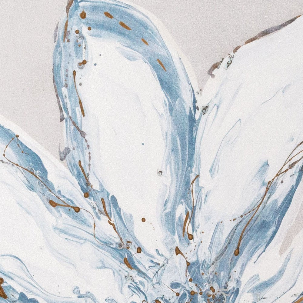 Whispers of a Lily Hand Painted Silver Floater Frame Wall Art