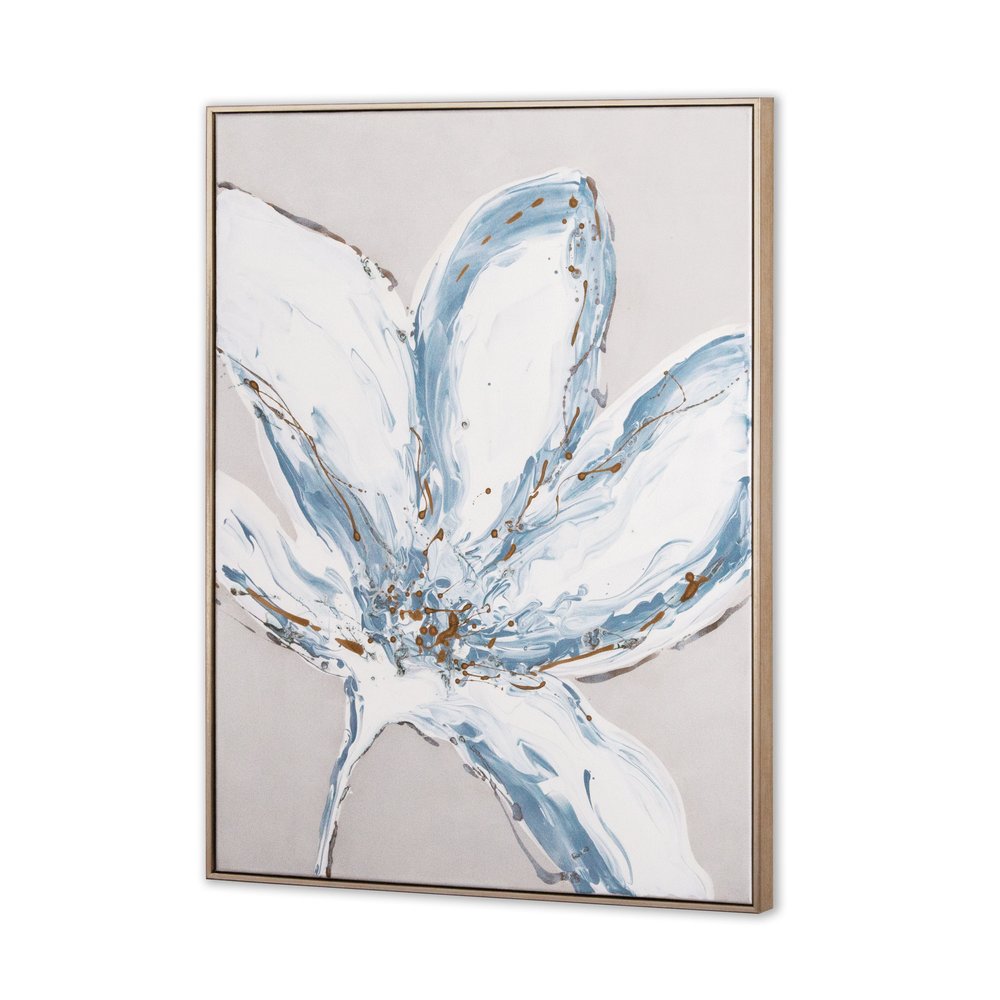 Whispers of a Lily Hand Painted Silver Floater Frame Wall Art