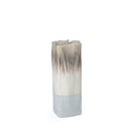 12" Brown Light Blue And Off White Color Block Square Ceramic Table Vase