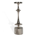 18" Silver Distressed Geometric Metal Tabletop Candle Holder