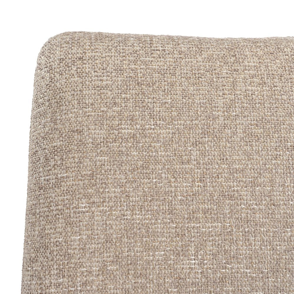 Set of Two White and Brown Fabric Open Back Dining Side Chairs