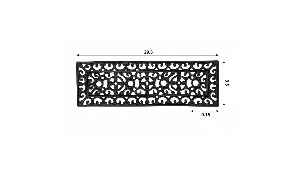 9" X 30" Black Rubber Outdoor Door Mat