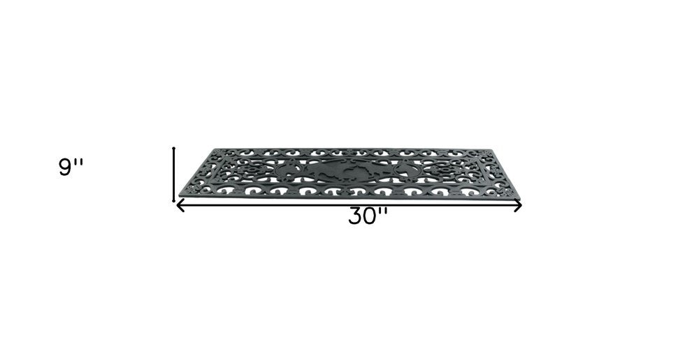 9" X 30" Black Rubber Dog Outdoor Door Mat