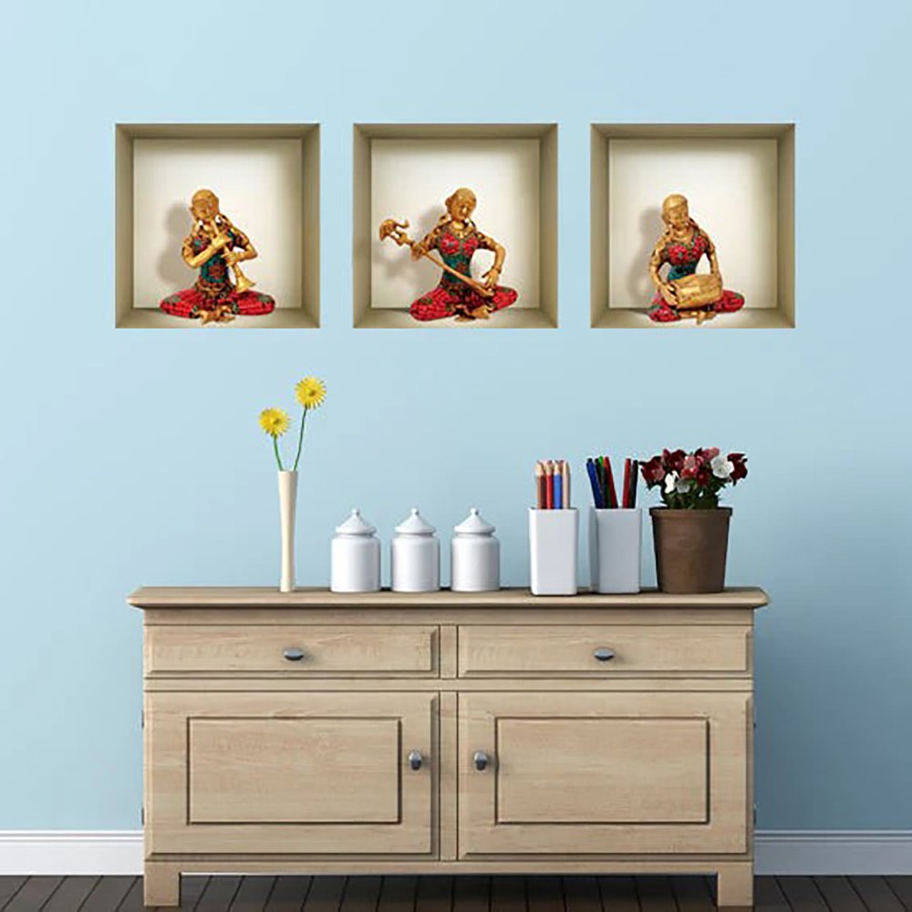 Set of Three Alla Niche 3D Square Peel and Stick Wall Decals