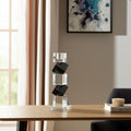 9" Black And Clear Crystal Tabletop Taper Candlestick