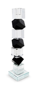 12" Black And Clear Crystal Tabletop Taper Candlestick