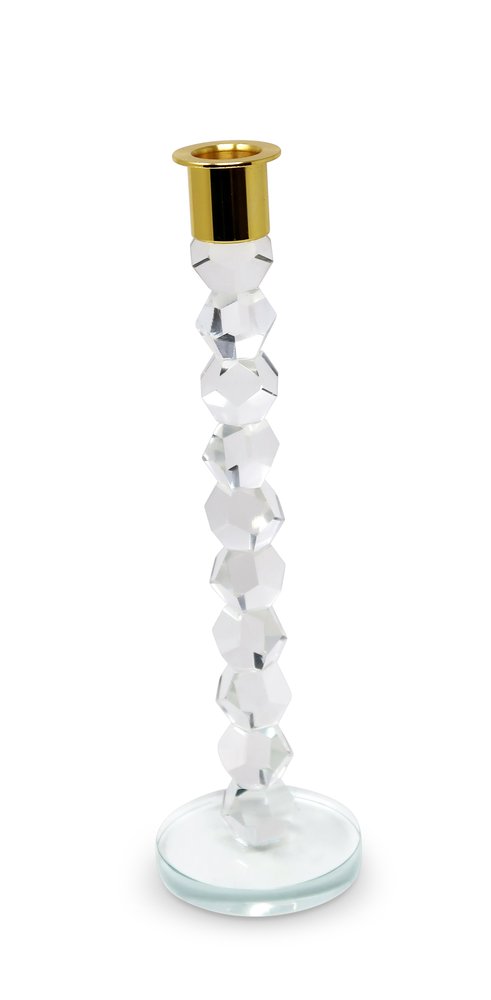 11" Gold Crystal Abstract Tabletop Candle Holder For Wedding