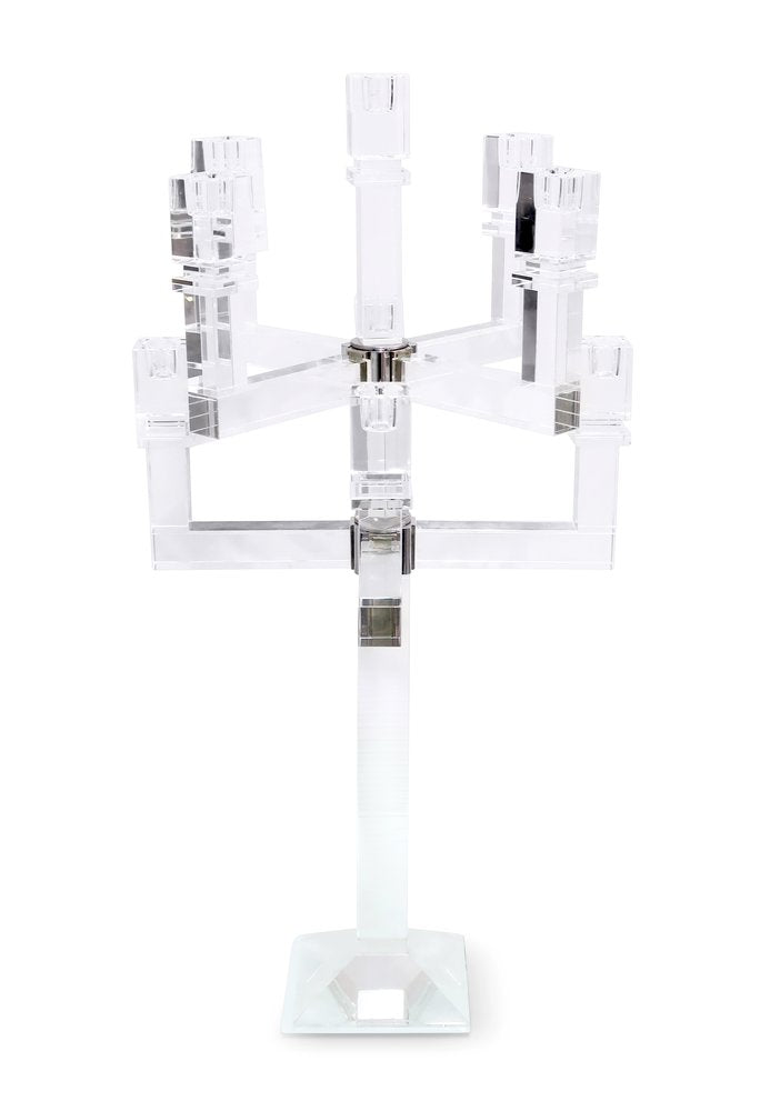 25" Clear Faceted Crystal Tabletop Candelabra Candle Holder