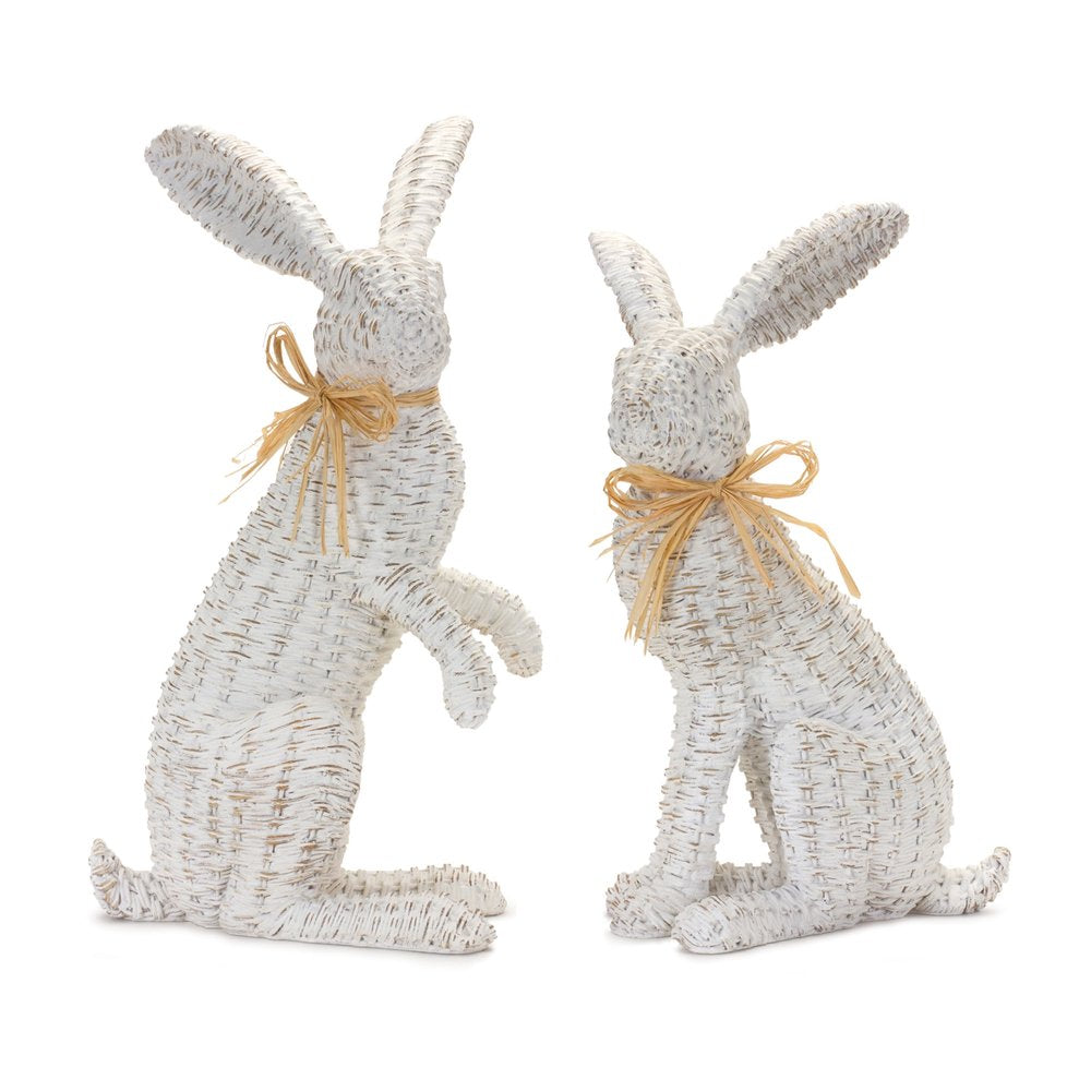 Set of Two White Resin Figurine Tabletop Sculpture