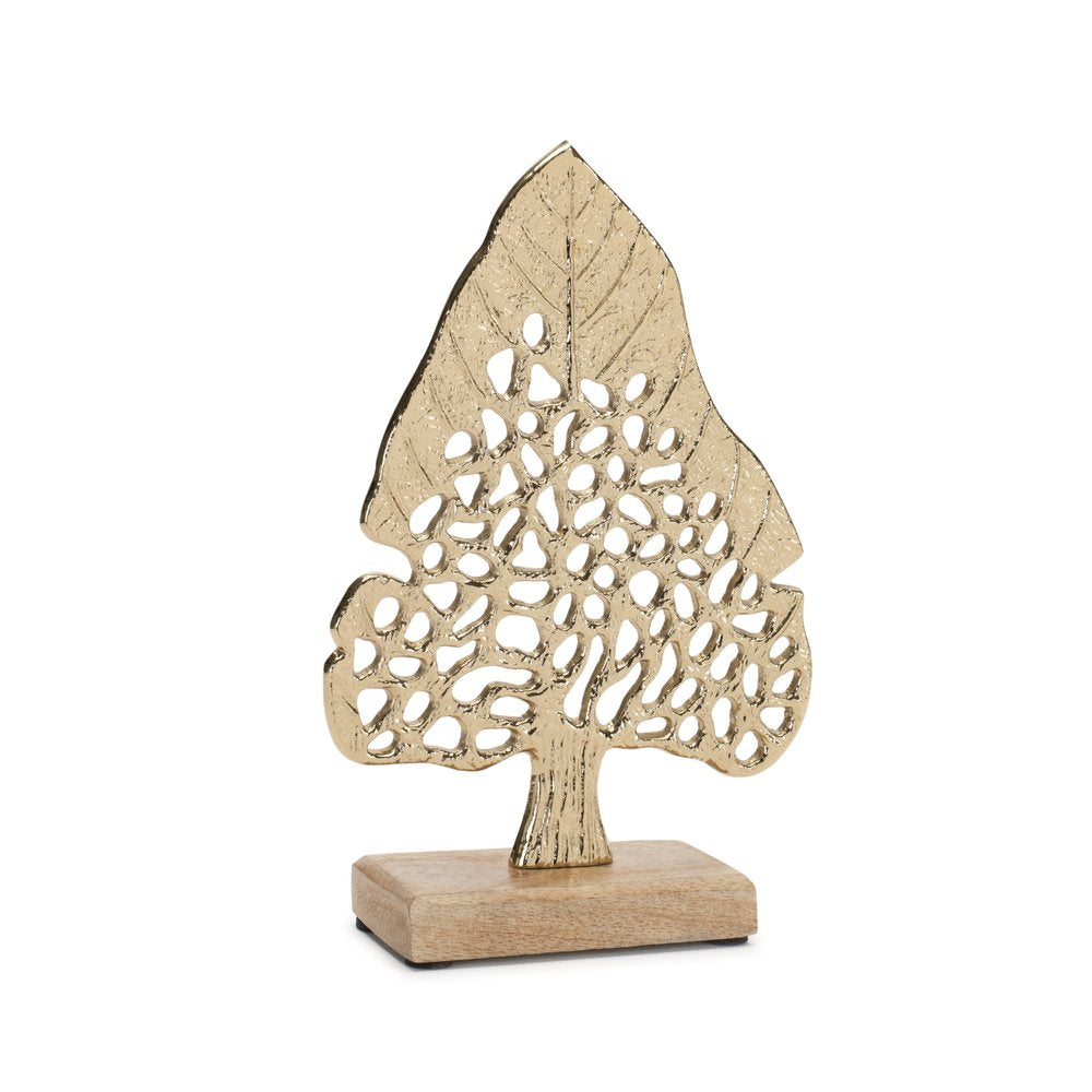 Set of Two Gold Aluminum Tabletop Sculpture