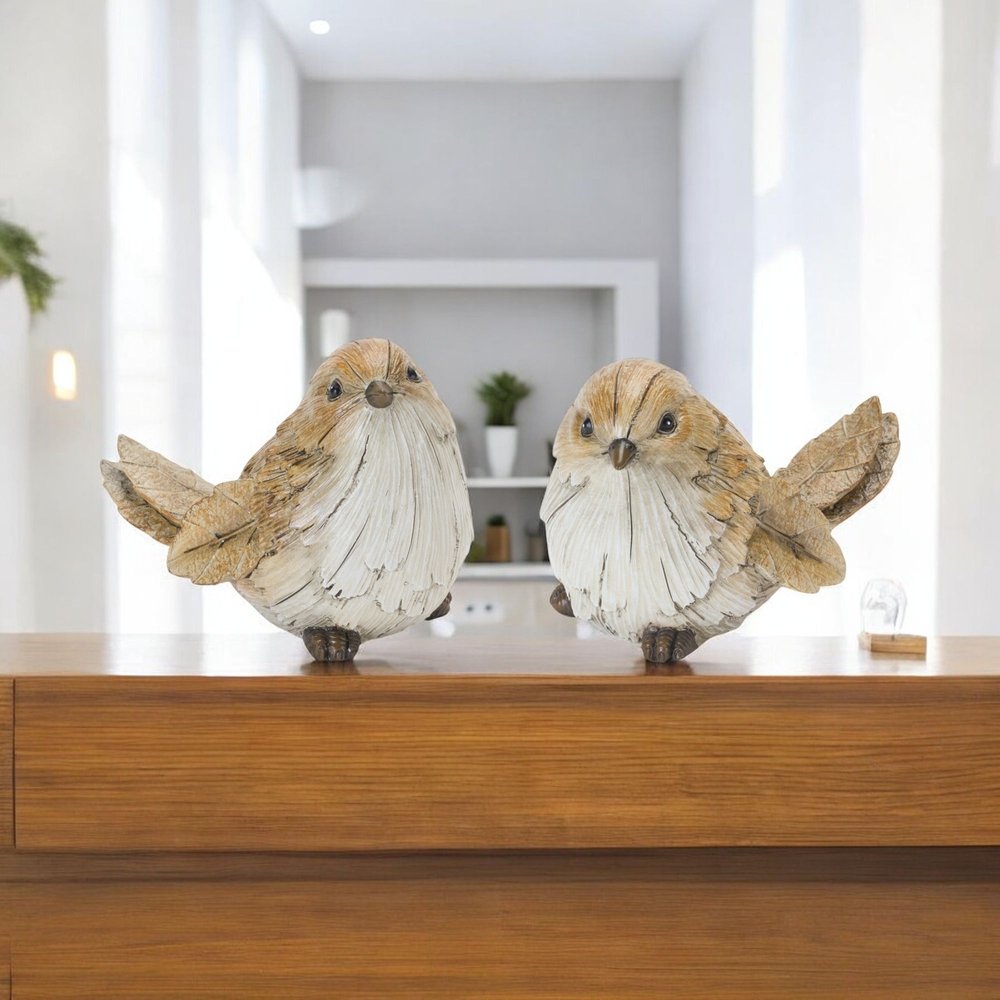 Set of Two Gray Resin Figurine Tabletop Sculpture