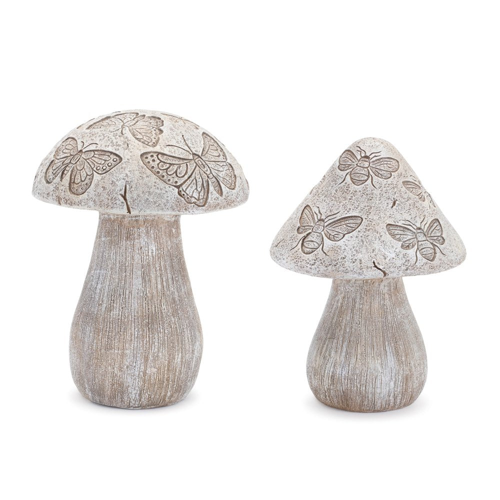 Set of Two Gray Polyresin Figurine Tabletop Sculpture