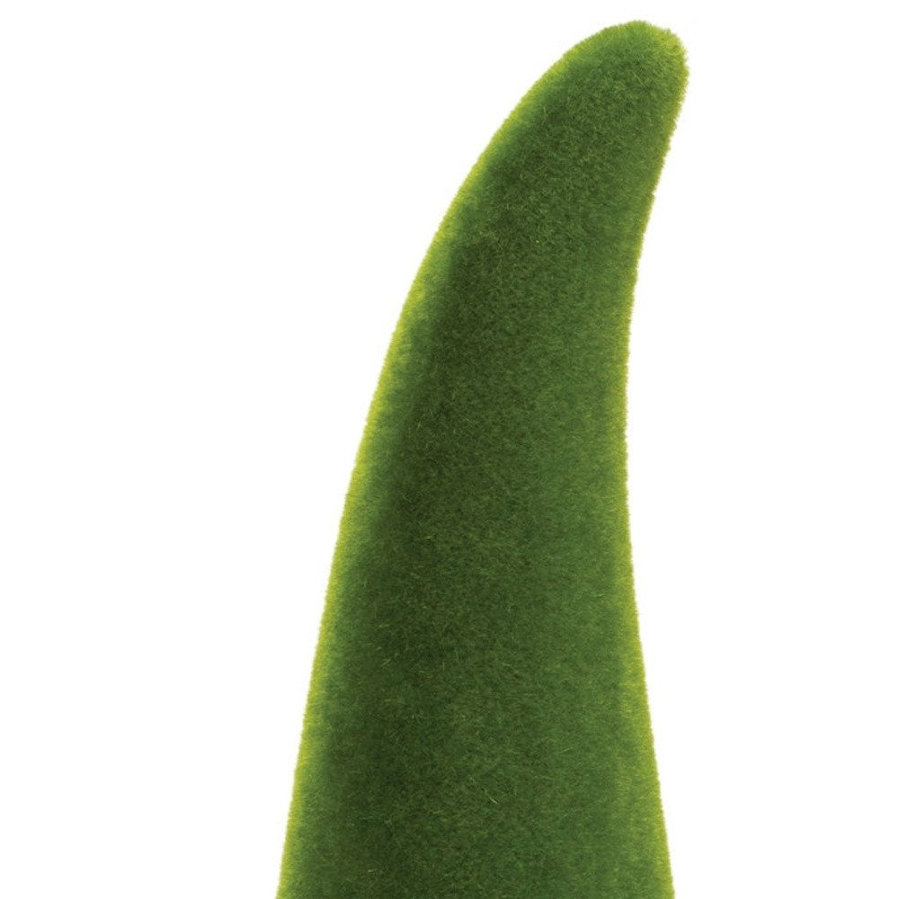 Set of Two Green Terracotta Standing Gnome Tabletop Sculpture