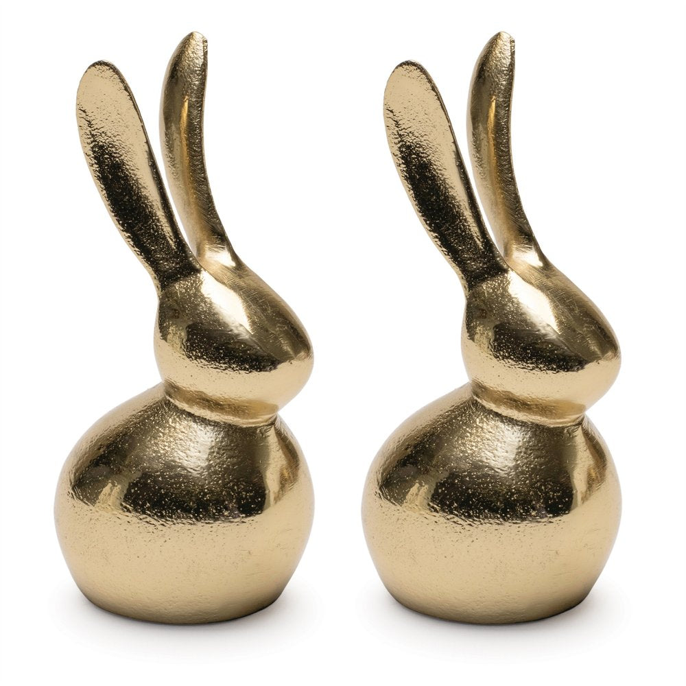 Set of Two Gold Aluminum Tabletop Sculpture