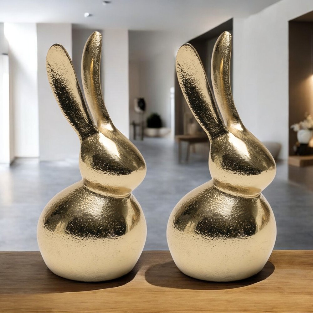 Set of Two Gold Aluminum Tabletop Sculpture